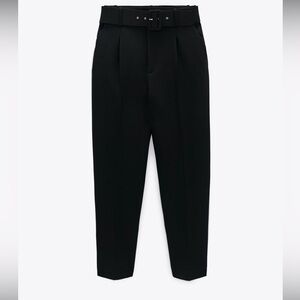 Zara Pants with Fabric Covered Belt - Black. NWT